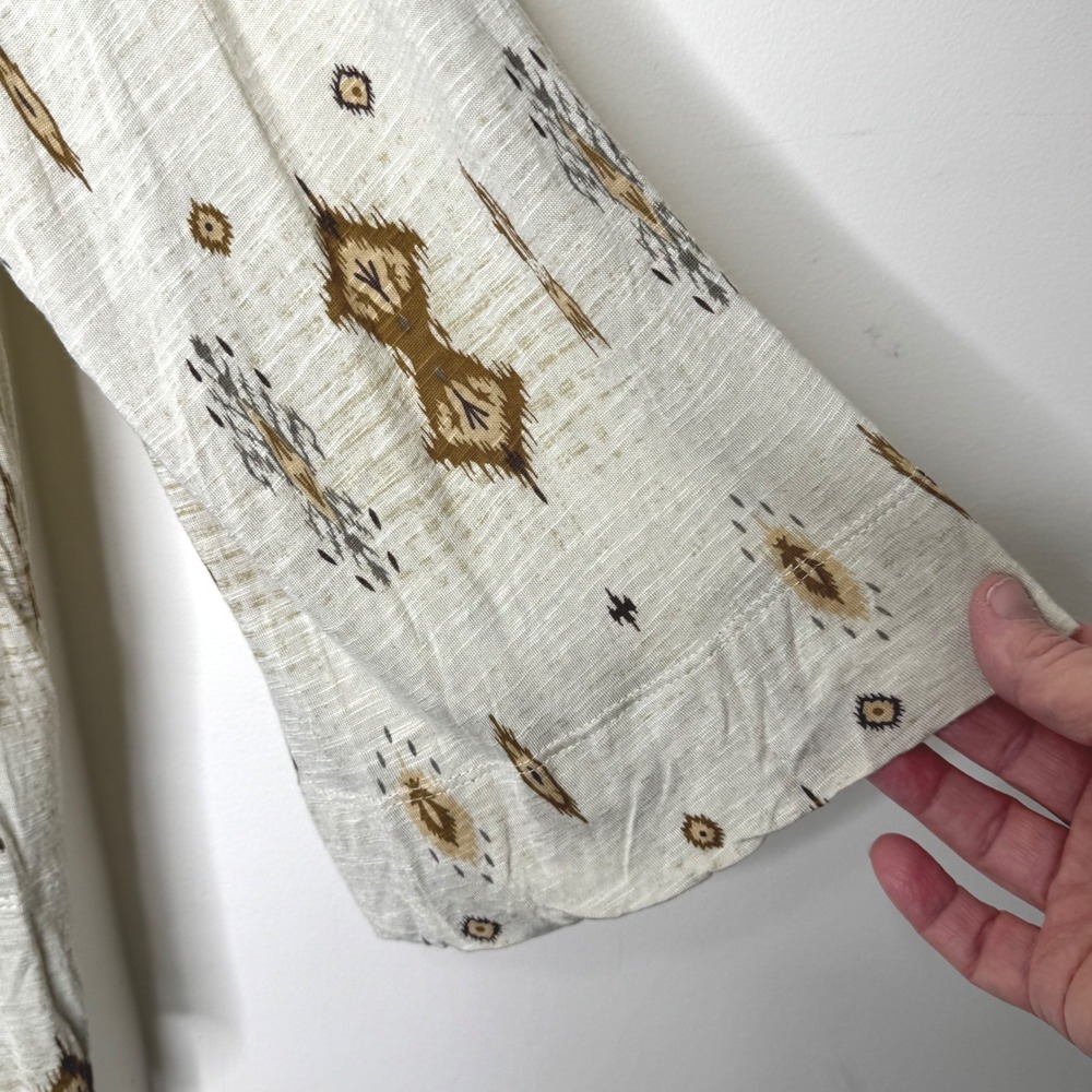 Vintage Lucky Brand Boho Top Large Tan - Picture 5 of 11